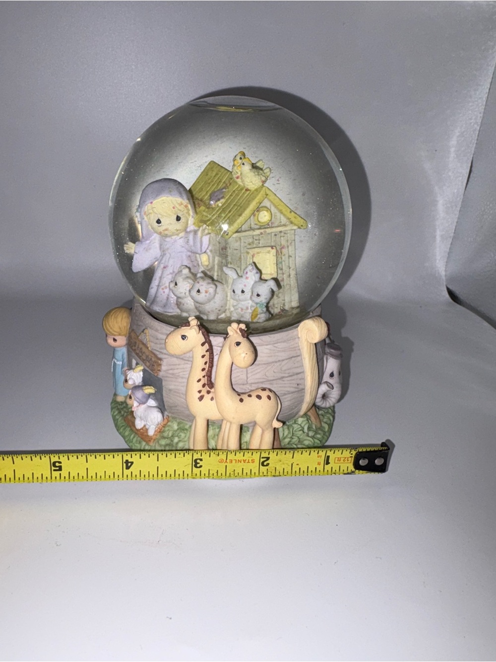 Enesco Precious Moments Noah's Ark Snow Globe in Pastel Colors